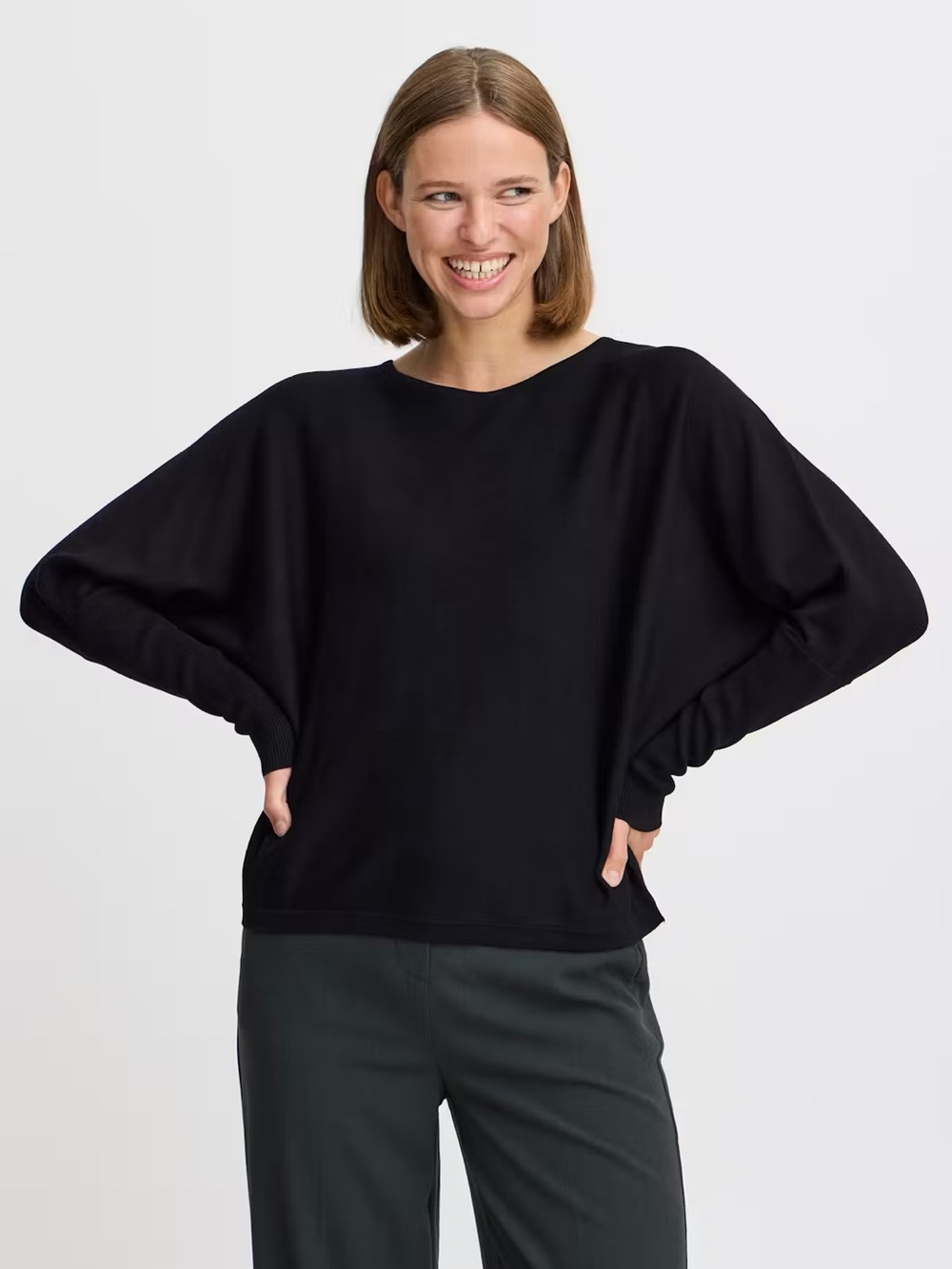Women’s Black Batwing Crewneck Sweater